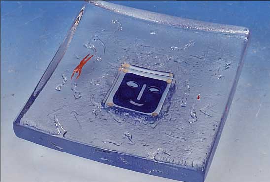 GLASSCHALE, KOSTA BODA, VALLIEN, UM 1965, SIGN. UND DAT., H. CA. 5,5 CM, L. CA. 22 CM