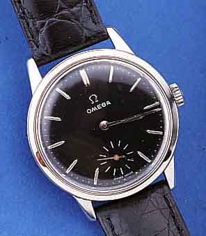 OMEGA HERRENARMBANDUHR, SCHWEIZ UM 1963, BODEN GESCHR., BLATT REST., RUNDANKERW., 17 ST., HANDAUFZUGKAL. 269, 4-SCHENKL. RINGUNR., FLACHSPIR., ...