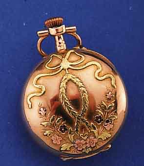 DAMENANHäNGE/TASCHENüHRCHEN, FRANKREICH UM 1900, RG/GG 750/000, GEH. QUAL., BAUWEISE LE COULTRE, PERF. EMAILBL. M. GOLDGEP. MINU- TERIE, ...