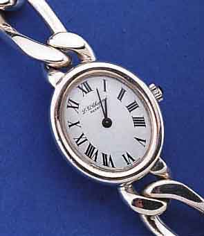 L.U. CHOPARD DAMENSCHMUCKBANDUHR, SCHWEIZ UM 1972, MASSIV 925ER SILBER, BODEN GEDR., EMAILFARB. KONTRASTZIFFERBL., SCHMUCKKRONE, RUNDANKERW. ...