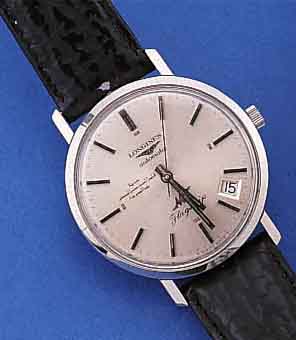 LONGINES HERRENARMBANDUHR AUTOMATIK MODELL FLAGSHIP, SCHNELLSCHWINGER, EDELST., BODEN GESCHR., SELTENE KONSTELLATION, AUF ZIFFERBL. SONDERAUFDR. ...