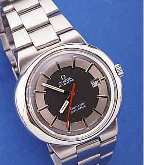 OMEGA HERRENARMBANDUHR AUTOMATIK GENEVE DYNA- MIC, SCHWEIZ UM 1973, EDELST., EINSCHALEN- GEH., EDELST.-BAND IM BODEN INTEGR., 17 ST., RUNDANKERW. ...