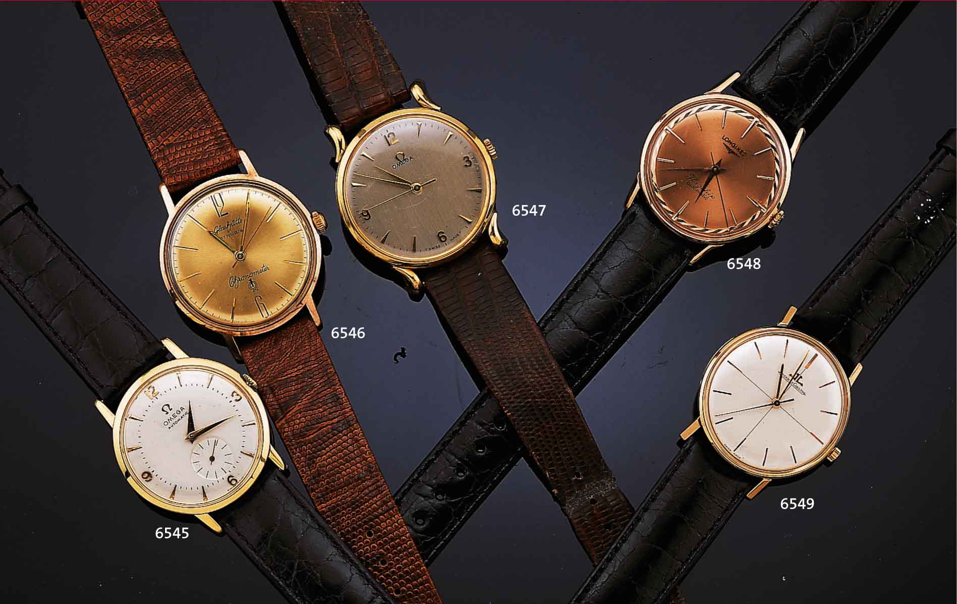LONGINES HERRENARMBANDUHR FLAGSHIP AUTOMATIK, SCHWEIZ UM 1958, RG 750/000, BODEN U. GLASR.GEDR., AUFWEND., MATT VERG. BLATT, IM STD.- BER. TEILW. ...