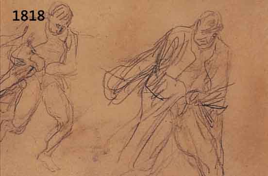 LIEBERMANN, MAX, 1847-1935, SCHLITTSCHUHLäUFER AUF EINEM ZUGEFRORENEN SEE IM TIERPARK, BLEISTIFTZEICHNUNG AUF PAPIER, CA. 12,5 X ...