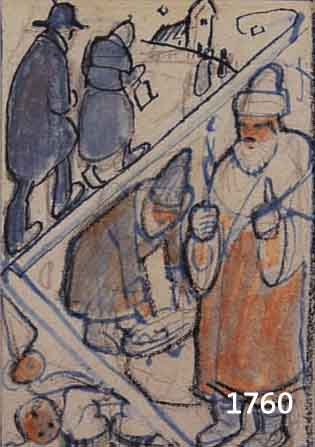 STESTEIGERWALD, E. WEIHNACHTSGESCHICHTE, FARBSTIFTZEICHNUNG, RE. U. MONOGR., CA. 32,5 X 8,5 CM, PP, U.GL., R.