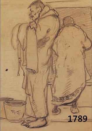 GUDDEN, RUDOLF, GEB. 1863, MALER DER KRON- BERGER KüNSTLERKOLONIE,HIER: IN DER SAUNA, BLEISTIFTZEICHNUNG AUF PAPIER, LI. U. MONOGR. UND DAT. ...