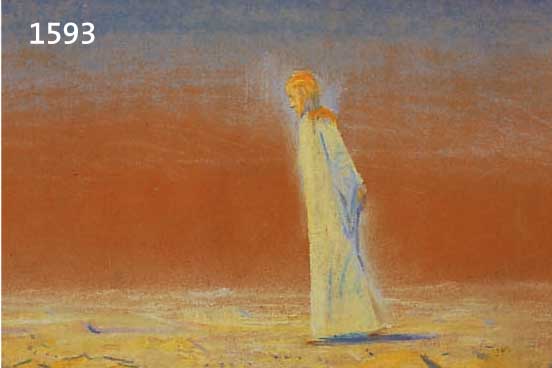 UNTEUNTERSEHER, FRANZ XAVER, 1888 GÖPPINGEN- 1954 KEMPTEN, JESUS IN DER WÜSTE, PASTELL AUF PAPIER, RÜCKSEITIG NACHLAßSTEMPEL, CA. 25 X 33 CM, ...