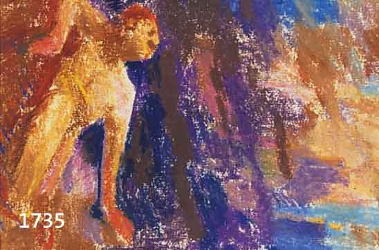 UNTEUNTERSEHER, FRANZ XAVER, 1888 GÖPPINGEN - 1954 KEMPTEN, PASTELL, LIEGENDER DER AKT IN LANDSCHAFT, M. CA. 13,5 X 7,5 CM, UNT. GL., RAHMEN, ...
