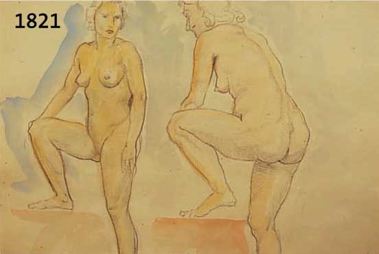 WIMMWIMMER, FRITZ, 1879 ROCHLITZ - 1960 NEUBURG, AQUARELL, ZWEI STEHENDE WEIBL. AKTE, RE. UNTEN SIGN., PP. UNT. GL. UND RAHMEN, M. CA. 34 X 41 CM