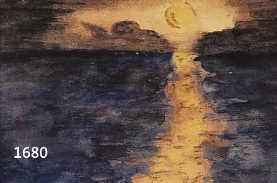 HECKHECKENDORF, FRANZ, 1888 BERLIN-1962 MÜNCHEN, SONNENUNTERGANG ÜBER DEM MEER, AQUARELL AUF PAPIER, RE. U. SIGN., DAT. 9.10.47, M. CA. 9 X 12 ...