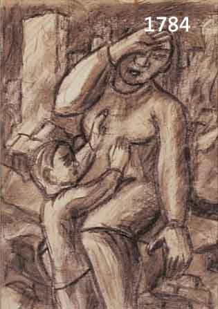 KÜPKÜPPER, WILL, GEB. 1893 BRÜHL, DIE ABKEHR, BLEISTIFTZEICHNUNG VON 1946, CA. 22 X 17 CM, PP, U.GL., R.