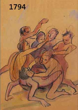 STESTEIGERWALD, ERNST, BALGENDE KINDER, AQUARELLIERTE ZEICHNUNG, RE. U. MONOGR., CA. 20 X 20 CM, PP, U.GL., R.