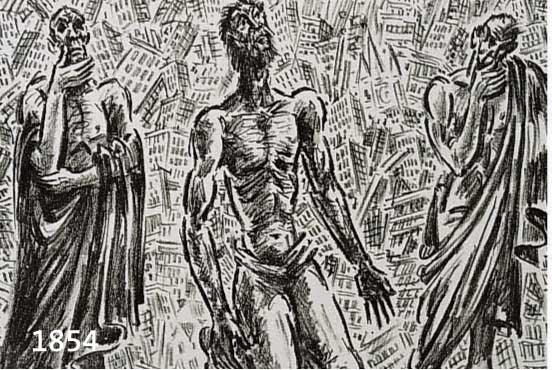 MASEREEL, FRANS, 1889-1972, DREI FIGUREN VOR GROßSTADTKULISSE, LITHOGRA- PHIE, HANDSIGNIERT UND DAT. 1963, CA. 26 X 39 CM, PP, U.GL., R.