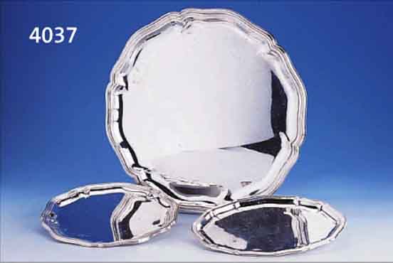 KONVOLUT 3 ANBIETPLATTEN, 925ER/835ER SILBER, BAROCKSTIL, GEYER & KRAUS UND WILKENS, ANLAUFGESCHüTZT, D CA. 33.5 CM BZW. D CA. 20.5 CM, ...