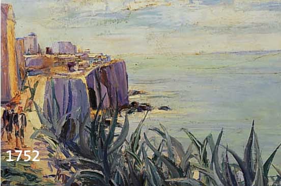 CHOCHOLEY, GUSTAV, 1898 BERLIN-1957 NEAPEL, SÜDLICHE KÜSTENLANDSCHAFT, ÖL/LWD, RE. U. SIGN. UND DAT. 1947, CA. 33 X 41 CM, R.