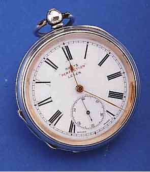 KEY-S HERRENTASCHENUHR, SCHWEIZ FüR DEN ENGL. MARKT, HALLMARK BIRMINGHAM UM 1875, SILBER, SCHLüSSELAUFZUG, EMAILBL. FEIN HAARR. BEI 1, ...