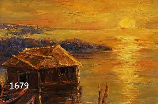 UNGEUNGER, WOLFGANG HEINZ, GEB. 1929 HALLE / SAALE, BOOTSHÜTTE UND STEG IM ABENDROT, ÖL/MALKARTON, RE. U. SIGNIERT, CA. 27,5 X 52 CM, R.