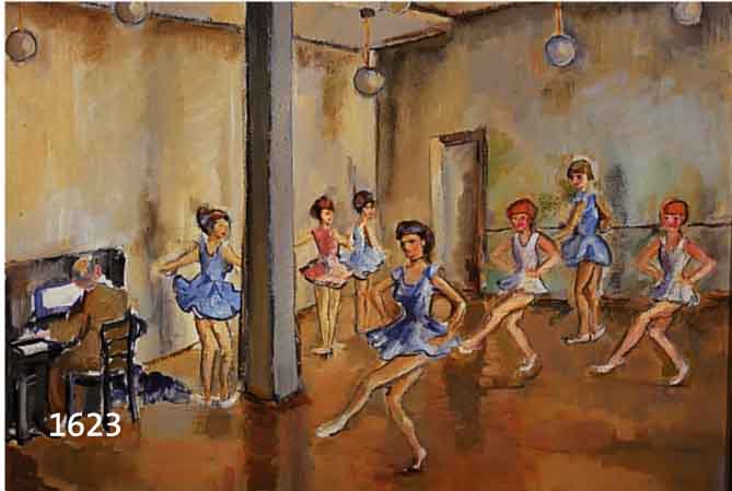 OLDEOLDE, HANS, D.J., 1895 SEEKAMP BEI KIEL-1987 GAUTING, IM BALLETTSAAL, ÖL/LWD, RE. U. RÜCKSEITIG AUF DEM KEILRAHMEN SIGNIERT, CA. 50 X 60 ...