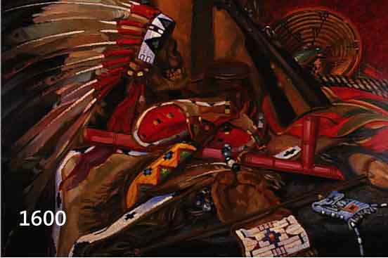 WERNWERNER, LUDWIG, STILLEBEN MIT INDIANERSCHMUCK, ÖL/MALKARTON, SIGNIERT UND DAT. 1920, CA. 76 X 96 CM, MIT KLEINEREN FARBABREIBUNGEN, R.