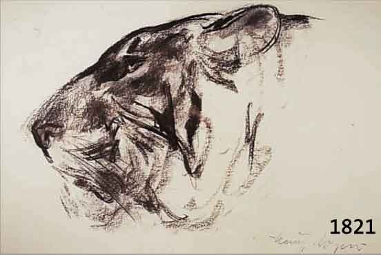 WAGNER, HANSJöRG, GEB. 1930 IN BERLIN, LöWENKOPF, LAVIERTE KOHLEZEICHNUNG, RE. U. SIGN., CA. 49,5 X 70 CM, U.GL., R.