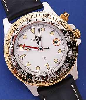 KONVOLUT: 2 ZENTRA HERRENARMBANDUHREN MIT ZWEIZEITENANZEIGE, UNGETR. LAGERW. UM 1988, 1X DUOTIME M. 2 VONEINANDER UNABH. QUARTZW., DAVON 1X ...