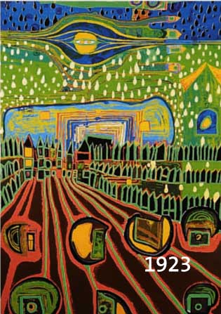 HUNDERTWASSER, FRIEDENSREICH, 1928 - 2000, REGEN AUF REGENTAG, AUS DER REGENTAGMAPPE 2303/3000, SIGNIERT, HWG 48, CA. 65 X 47,5 CM,UNTER GLAS, ...