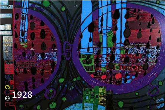 HUNDERTWASSER, FRIEDENSREICH, 1928 - 2000, STRAßE DER ÜBERLEBENDEN, A.D. REGENTAGMAPPE 2303/3000, SIGNIERT, HWG 45, CA. 47,5 X 67 CM