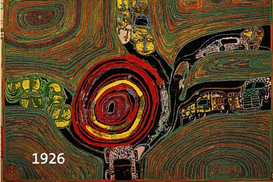 HUNDERTWASSER, FRIEDENSREICH, 1928 - 2000, KREISVERKEHR, REGENTAG, AUS DER REGENTAGMAPPE 1666/3000, SIGNIERT, HWG 53, CA. 49 X 67CM UNTER GLAS, ...