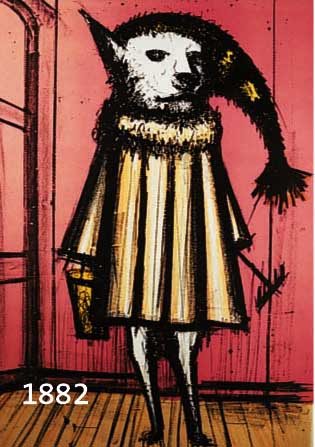 BUFBUFFET, BERNARD, 1928-2000, FARBLITHOGRAPHIE, SIGN. UND NUM. 72/120, CHIEN SAVANT, CA. 68 X 48 CM, U.GL., R.