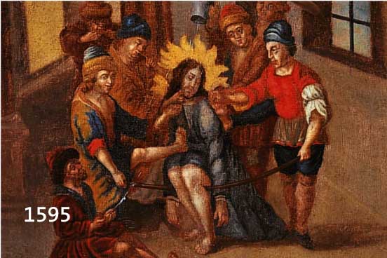 UNBEKANNTER MALER, SüDDEUTSCH, UM 1670-80, GEIßELUNG CHRISTI, ÖL/LWD, DOUBLIERT, NEUER KEILRAHMEN, TEILRESTAURIERT, AM UNTEREN RAND ...