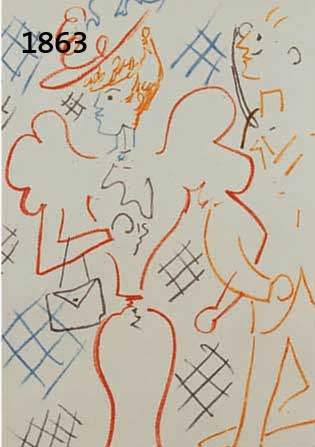 COCTCOCTEAU, JEAN, 1889-1963, DREI FARBLITHOGRAPHIEN AUS THEATRE, EXEMPLAR 33 VON 50, ED. MOURLOT GRASSET PARIS 1957, JE CA. 22 X 14,5 CM, PP