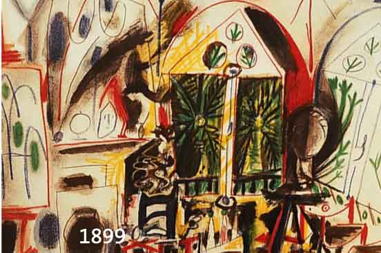 PICASSO, PABLO, 1881-1973, ZWEI FARBLITHOGRAPHIEN AUS PICASSOS SKETCHBOOK, ED. CERCLE D'ART PARIS 1960, JE CA. 26 ...