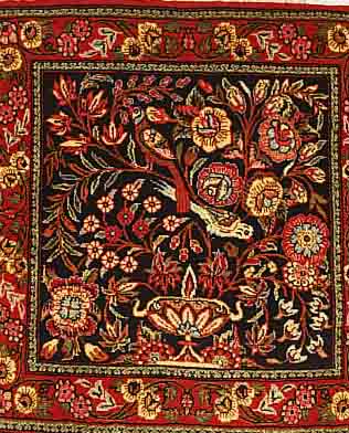 GHOM,PERSIEN CA 60 X 58 CM. FLOR KORKWOLLE.