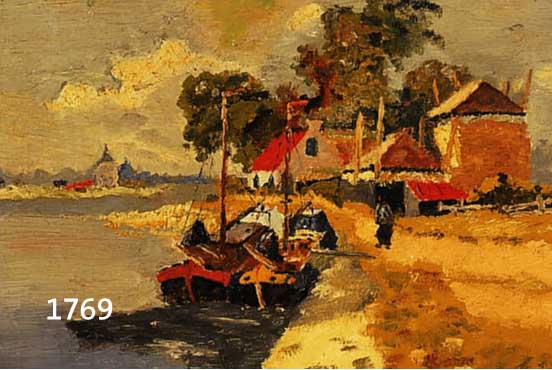 KYP, W., NIEDERLäNDISCHER KüNSTLER, UM 1910, FISCHERBOOT AM FLUSSUFER, ÖL/ LWD, LI. U. SIGN., CA. 30 X 40 CM, PRUNKRAHMEN