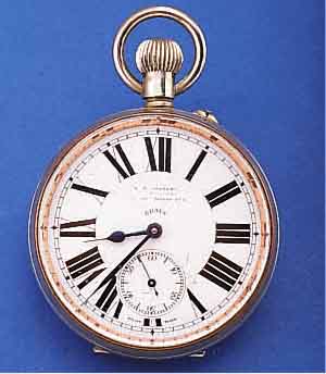 VICKERY HERRENTASCHENUHR 8-TAGEWERK, DIENST-UHR (POST, BAHN, BANK, ETC.), SCHWEIZ FüR DEN ENGL. MARKT UM 1910, ARGENTANGEH., EMAILBL. FEIN ...