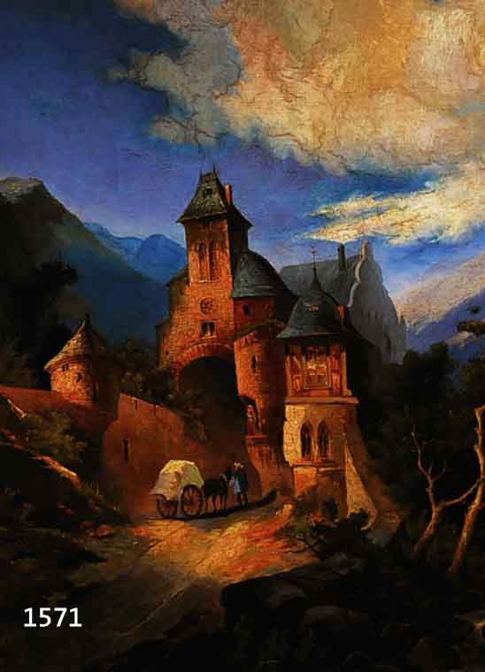 HEUBERGER, JOSEF, WOHL öSTERREICHISCHER LAND- SCHAFTSMALER DES 19. JH., SCHLOSS IN DEN BERGEN, ÖL/LWD. (ALTERSSPUR- EN), ...