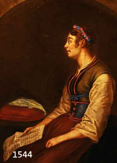 UNBEK. KüNSTLER 18./19. JH., BRIEFLESENDE JUNGE FRAU IM PROFIL, ÖL/LWD. (DOUBL.), UNSIGN., 52 X 41 CM, R.
