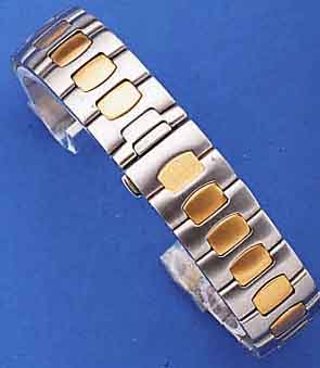 KONVOLUT: 2 TITANUHRENBäNDER FüR OMEGA-HERREN-ARMBANDUHR MIT UNSICHTBARER SICHERHEITSFALT- SCHLIEßE, ZWISCHENGL. M. EXTREM STARKER GG-AUFL., ...