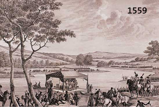 FüNF KUPFERSTICHE NACH SWEBACH U.A., UM 1830, NAPOLEONISCHE TRUPPENAUFMäRSCHE UND TREFFENDER BEIDEN KAISER 1807, JE CA. 25,5 X 38 CM, LEICHT ...