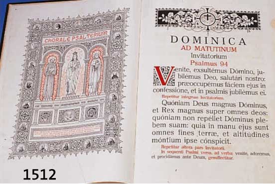 CHORACHORALE PSALTERIUM, MESSBUCH IN LATEINISCHER SPRACHE, 1932, 421 SEITEN IN SCHWARZ UND ROT BLATTGR. CA. 65 X 45 CM, AUFWENDIGER LEDER- EINBAND ...