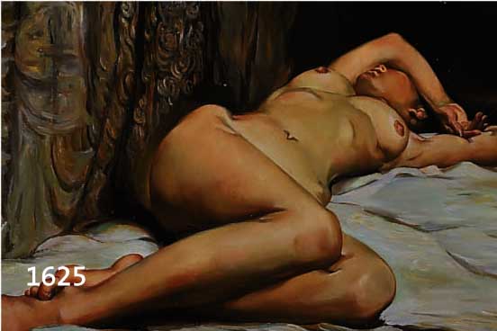 UNBEKANNTER ZEITGEN. MALER, LIEGENDER WEIBLICHER AKT, ÖL/LWD, CA. 40 X 50 CM