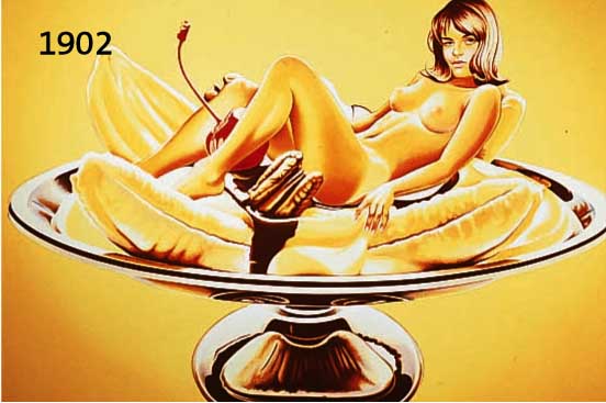 RAMRAMOS, MEL, BANANA SPLIT, FARBSIEBDRUCK, HANDSIGNIERT UND NUM. 144/199, CA. 65 X 76 CM
