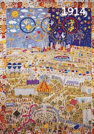 RIZZI, JAMES, PLAKAT ZU DEN OLYMPISCHEN SPIELEN ATLANTA 1996, FARBOFFSET, HANDSIGNIERT, CA. 86 X 56 CM