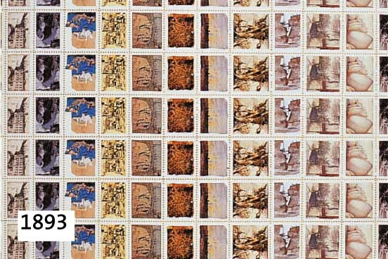 JANJANSSEN, HORST, 1929-1995 HAMBURG, BRIEFMARKENBLOCK LANDSCHAFTEN, HANDMONOGR., CA. 44 X 42,5 CM