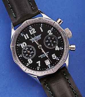 POLJOT ARMBANDCHRONOGRAPH, RUßLAND UM 1998, EDELST., LüNETTE BEIDS. DREHB., BODEN GESCHR.,KAL. 3133, MINERALFLACHGL., BLATT IM FLIEGER- DESIGN, ...