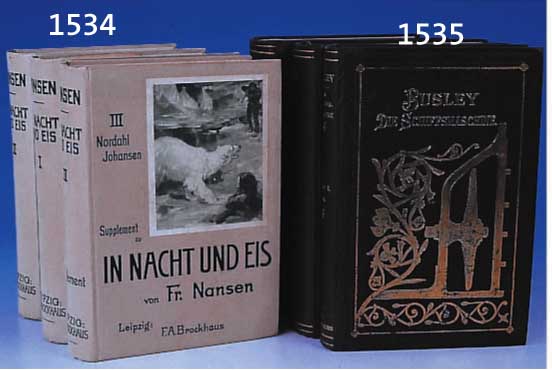 DREI BäNDE: BUSLEY: DIE SCHIFFSMASCHINE, VERLAG LIPSIUS & TISCHER KIEL 1883, ZWEI TEXT- UND EIN ATLASBAND, GEPRäGTE LEINEN- ...