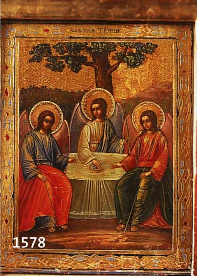 IKONE, RUßLAND, UM 1890-1900, DIE EMMAUS- JüNGER, IM ORIG. KIOT, CA. 18 X 13 CM