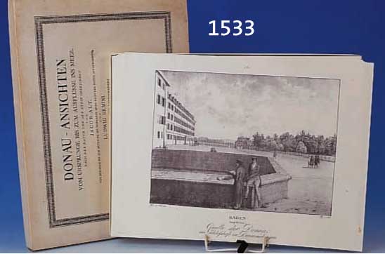 DONAU-ANSICHTEN VOM URSPRUNG BIS ZUM AUSFLUSSEINS MEER, HRSG. ADOLPH KUNKE, FAKSIMILIE DERAUSGABE VON 1824, IN ZWEI BäNDEN, IN ORIG. KARTONS