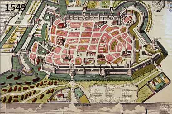 ALTKOLOR. KUPFERSTICH, V. M. SEUTTER, CA. 1757, LüNEBURG, EINE ALTE EHEMALS HERZOGL. NUMMEHRO CHURFüRSTL. HANOFERSICHE, ...