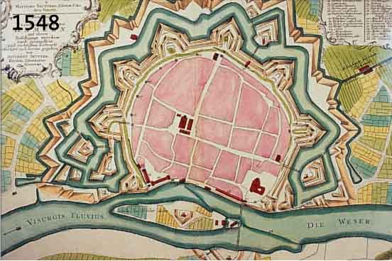 ALTKOLOR. KUPFERSTICH, V. M. SEUTTER, CA. 1730, GRUNDRISS DER STADT UND VESTUNG HAMELN MIT IHREN BEFESTIGUNGS WERCKER NACH GENAUESTENUND ...